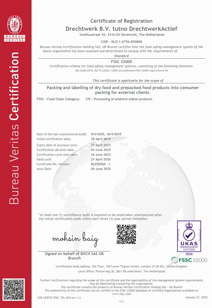 Certificaat FSSC 22000